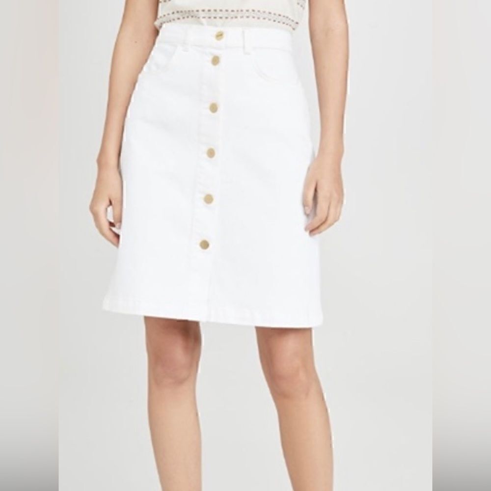 FRAME Denim White Button Front Boot Skirt